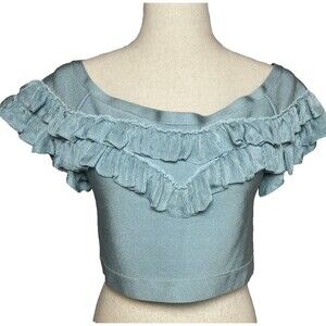 BeBe womens party crap top zipper ruffle Large party summer Y2K glam